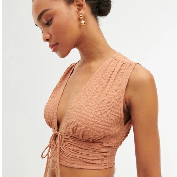 Abercrombie & Fitch Tops - Abercrombie & Fitch Linen Blend Light Orange Nude Crop Top Tank